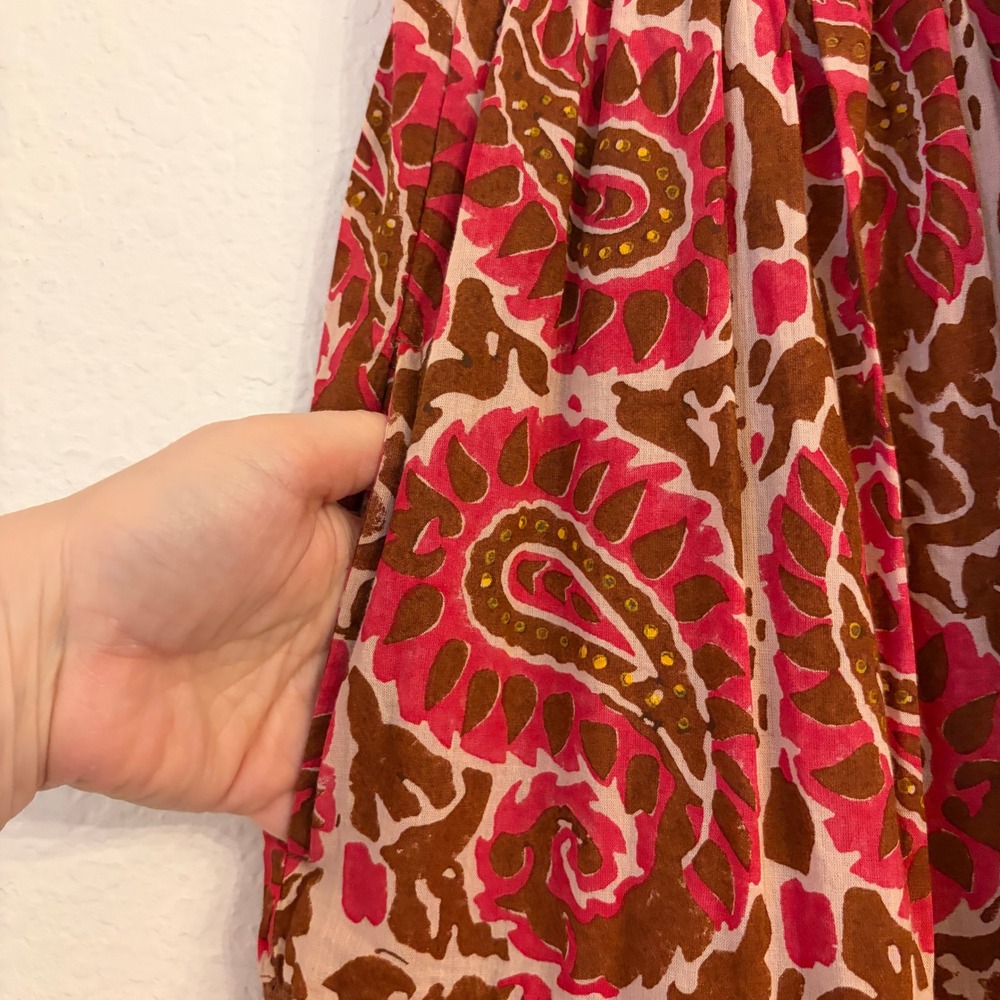 Cleobella Zahara Ankle Dress M Maxi Organic Cotton Paisley Resort Boho Vacation - Picture 5 of 12